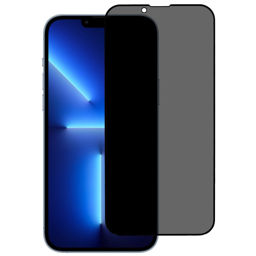 For iPhone 14 6.1 inch Full Covering High Aluminium-silicon Glass Film Anti-peep Privacy Protection Anti-wear Full Glue Silk Printing Tempered Glass Screen Protector