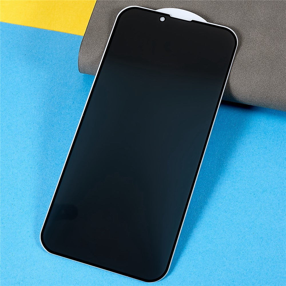For iPhone 14 6.1 inch Full Covering High Aluminium-silicon Glass Film Anti-peep Privacy Protection Anti-wear Full Glue Silk Printing Tempered Glass Screen Protector