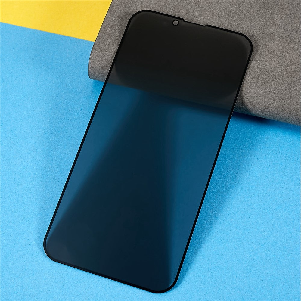 For iPhone 14 6.1 inch Full Covering High Aluminium-silicon Glass Film Anti-peep Privacy Protection Anti-wear Full Glue Silk Printing Tempered Glass Screen Protector