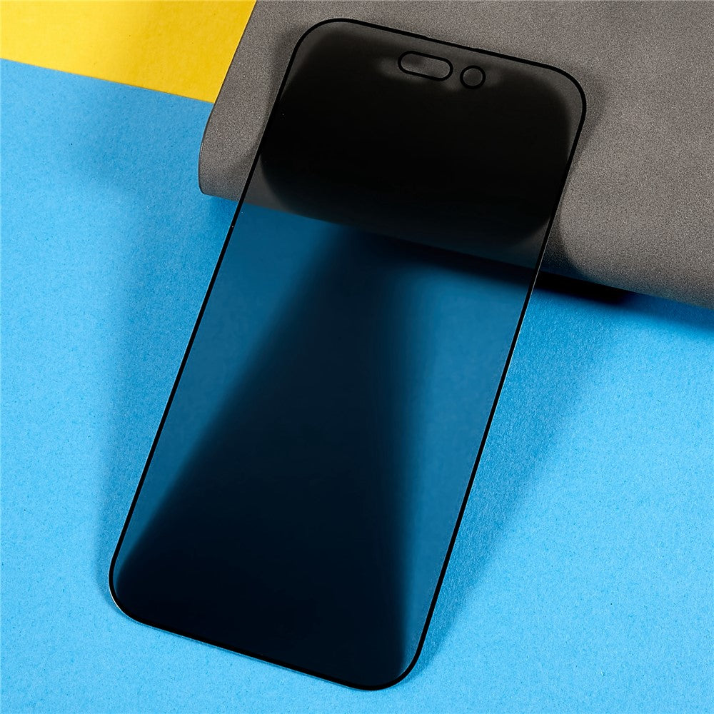 For iPhone 14 Pro 6.1 inch Anti-spy Full Screen High Aluminium-silicon Glass Film Full Glue Silk Printing Anti-abrasion Tempered Glass Screen Protector