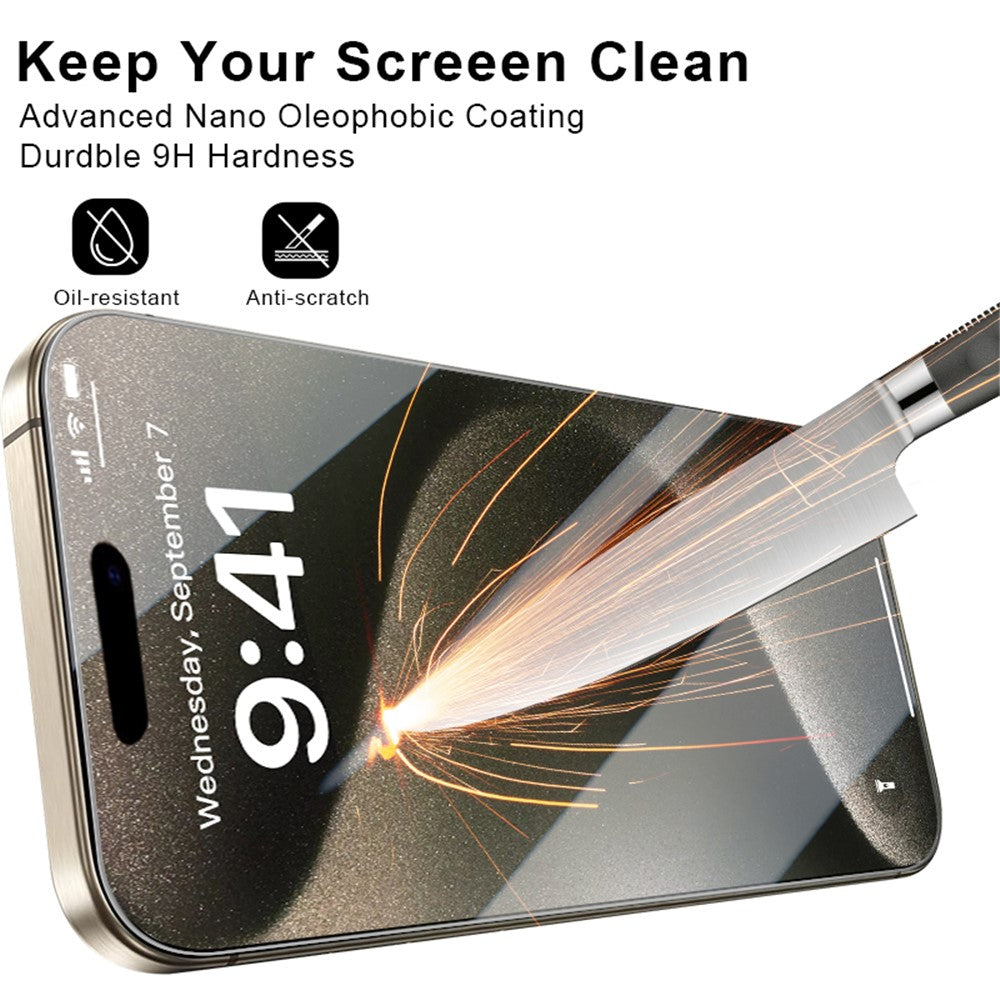 For iPhone 16 Screen Protector High Aluminum-Silicon Glass 2.5D, HD Clear