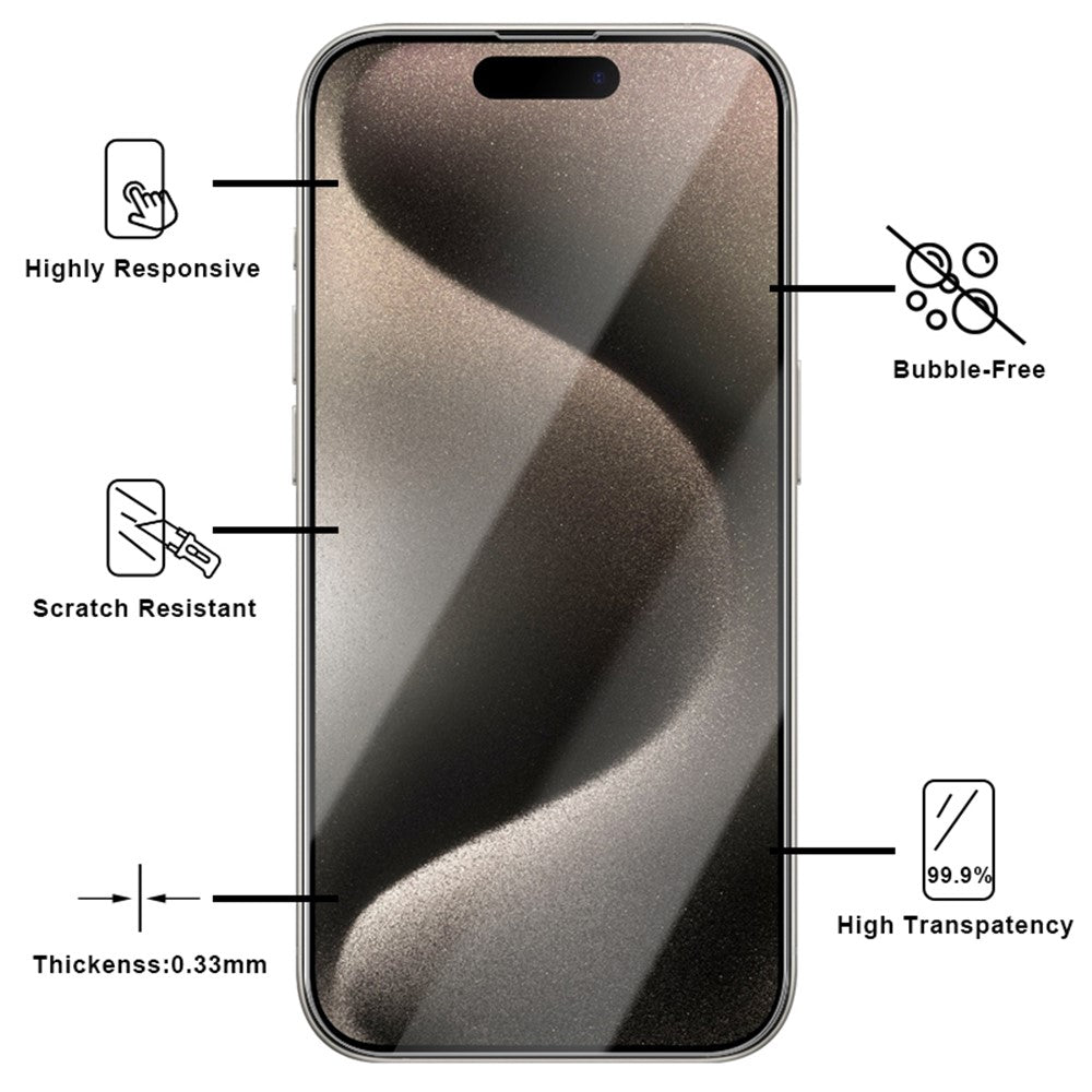 For iPhone 16 Screen Protector High Aluminum-Silicon Glass 2.5D, HD Clear