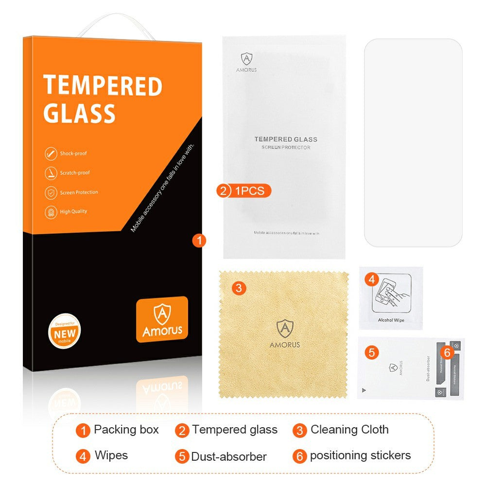 AMORUS For iPhone 17 Front Screen Protector 2.5D Arc Edge 9H High Aluminum-Silicon Glass Film