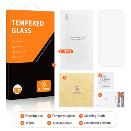 AMORUS For iPhone 17 Front Screen Protector 2.5D Arc Edge 9H High Aluminum-Silicon Glass Film