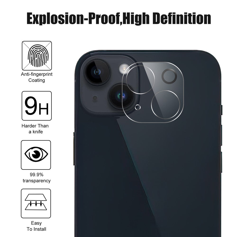 Tempered Glass Camera Lens Protector for iPhone 15 / 15 Plus Anti-explosion Ultra Clear Phone Lens Film