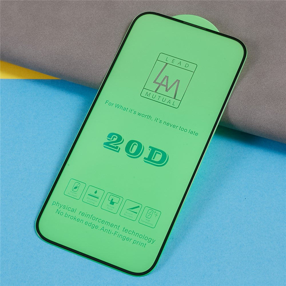 For iPhone 15 Silk Printing Screen Film 20D Tempered Glass Full Glue Complete Screen Covering Protector