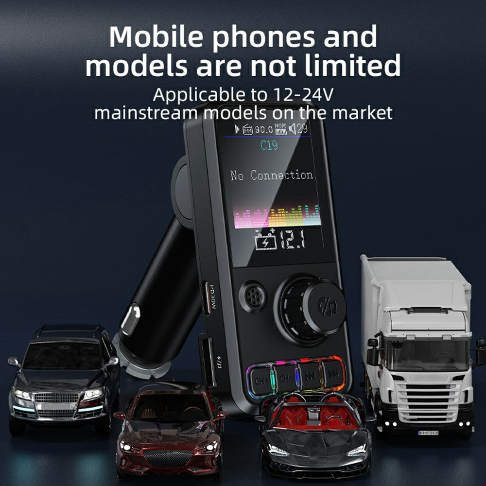 C19 Auto MP3 Player mit Bluetooth 5.3, 30W PD Schnellladung & FM Transmitter