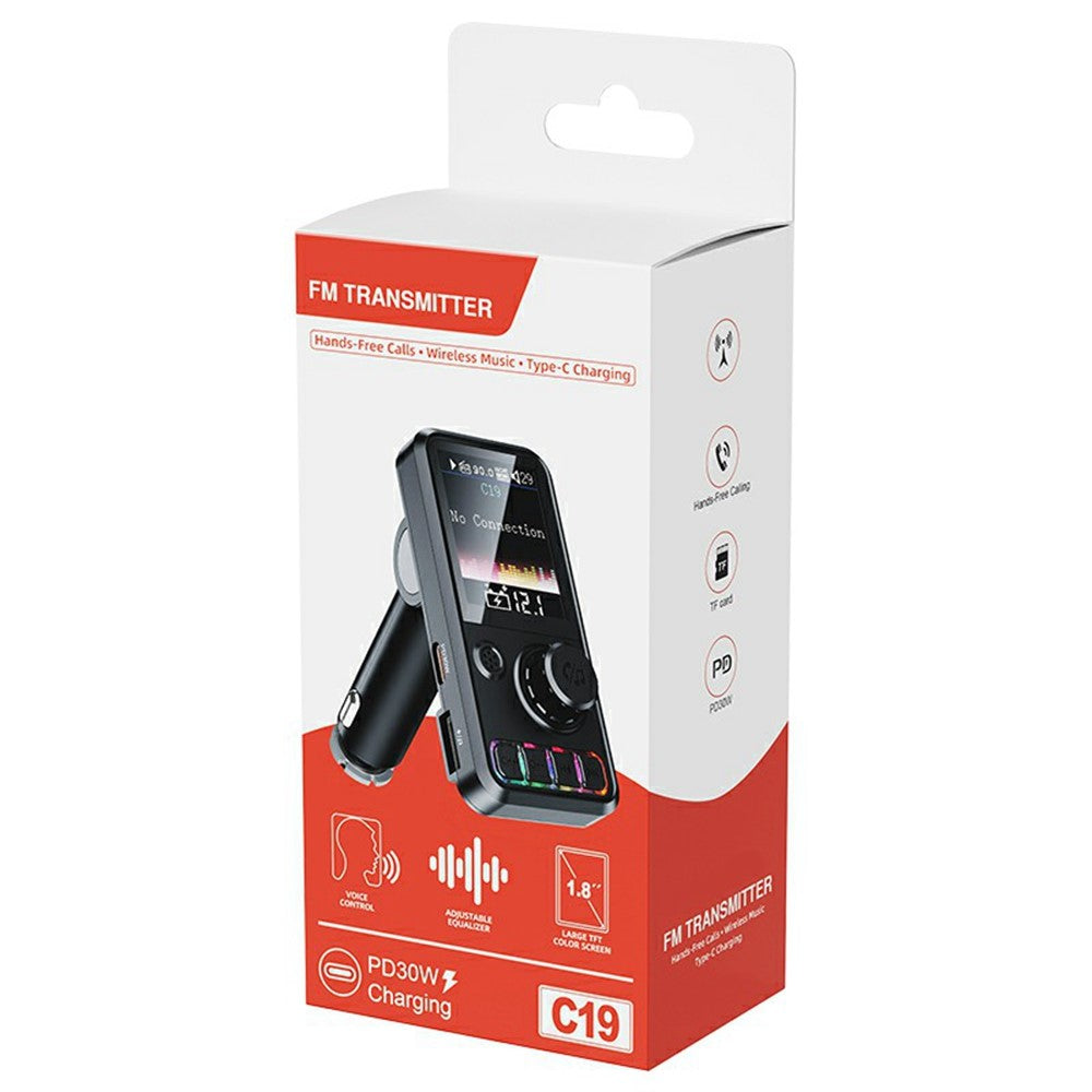 C19 Auto MP3 Player mit Bluetooth 5.3, 30W PD Schnellladung & FM Transmitter