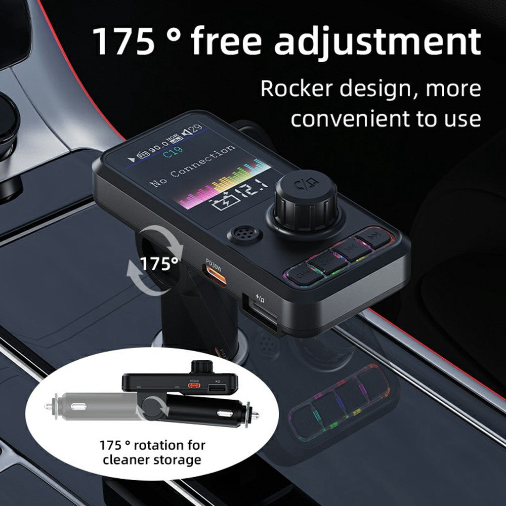 C19 Auto MP3 Player mit Bluetooth 5.3, 30W PD Schnellladung & FM Transmitter