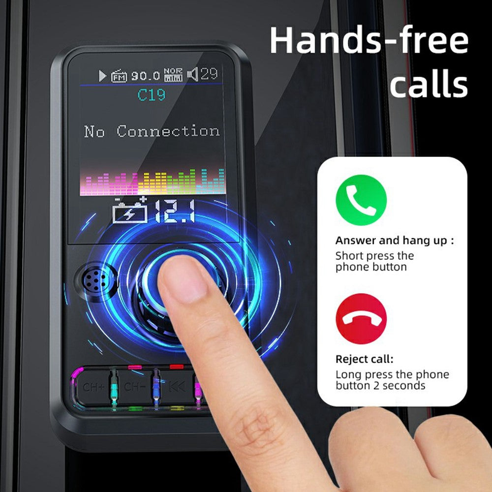 C19 Auto MP3 Player mit Bluetooth 5.3, 30W PD Schnellladung & FM Transmitter