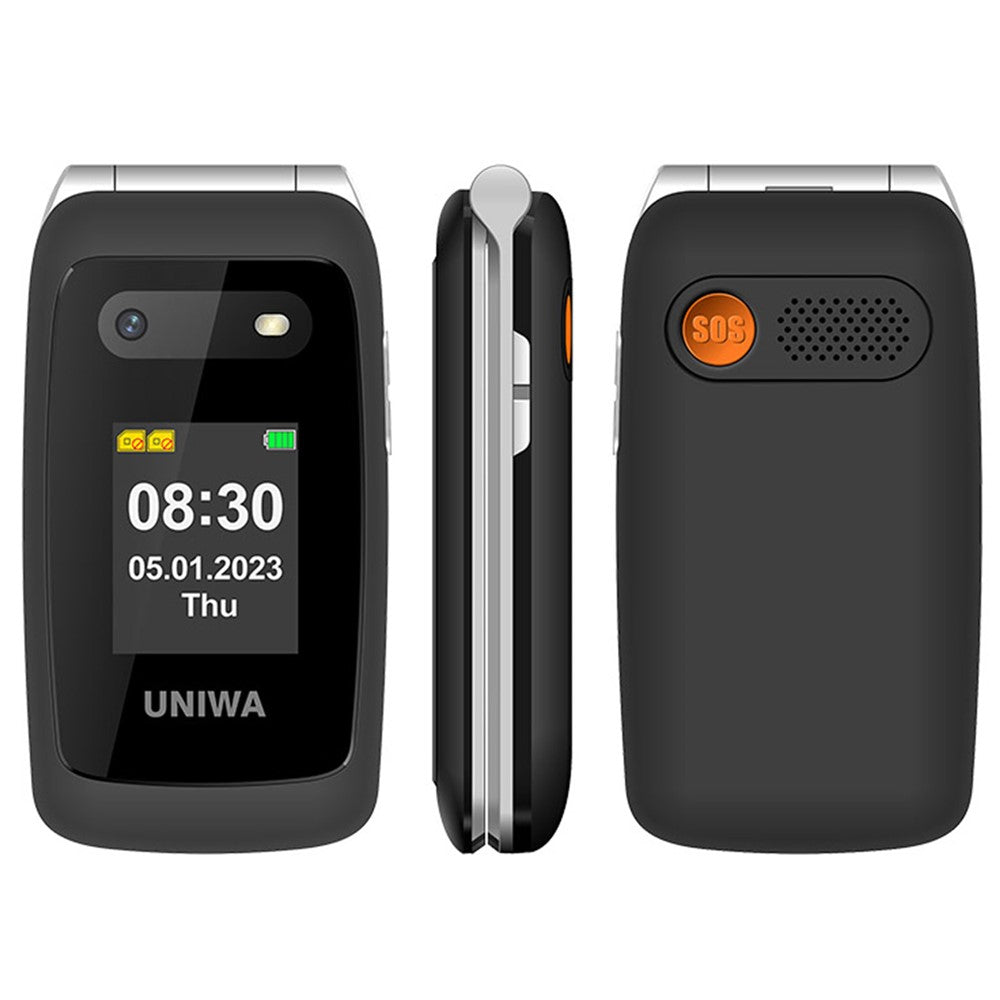 UNIWA V202T 1.77-Zoll 4G Klapphandy mit Dual-SIM, UKW, SOS und Taschenlampe – Extra lange Standby-Zeit