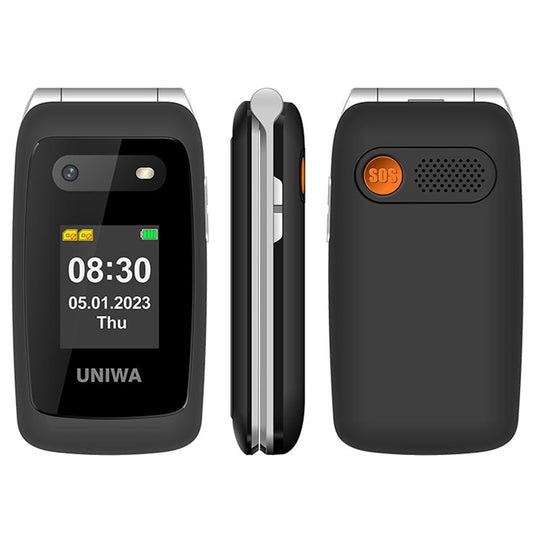 UNIWA V202T 1.77-Zoll 4G Klapphandy mit Dual-SIM, UKW, SOS und Taschenlampe – Extra lange Standby-Zeit