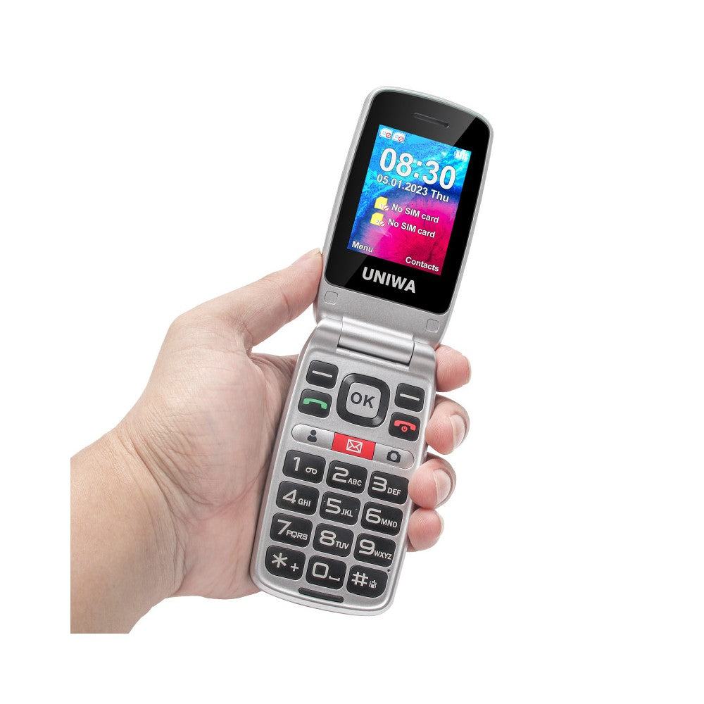UNIWA V202T 1.77-Zoll 4G Klapphandy mit Dual-SIM, UKW, SOS und Taschenlampe – Extra lange Standby-Zeit