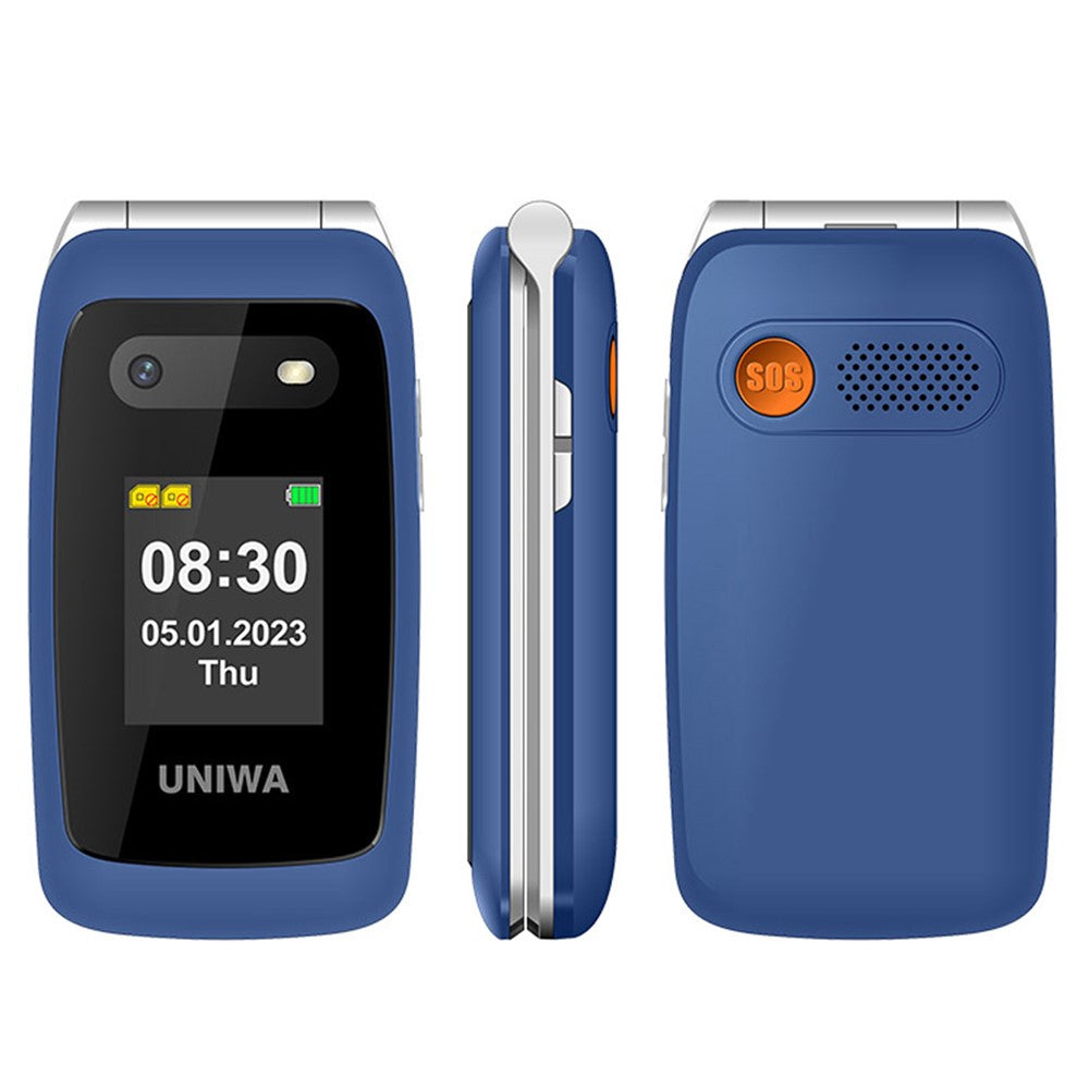 UNIWA V202T 1.77-Zoll 4G Klapphandy mit Dual-SIM, UKW, SOS und Taschenlampe – Extra lange Standby-Zeit