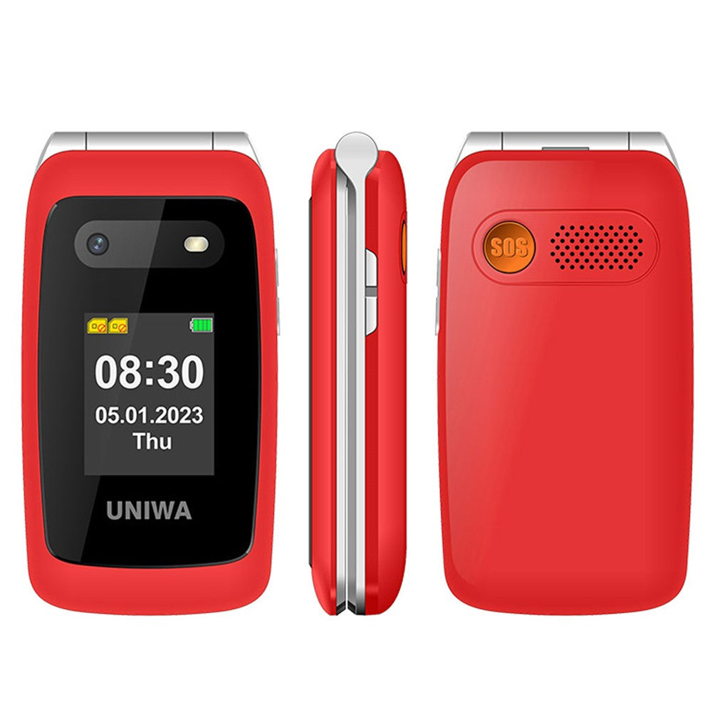 UNIWA V202T 1.77-Zoll 4G Klapphandy mit Dual-SIM, UKW, SOS und Taschenlampe – Extra lange Standby-Zeit