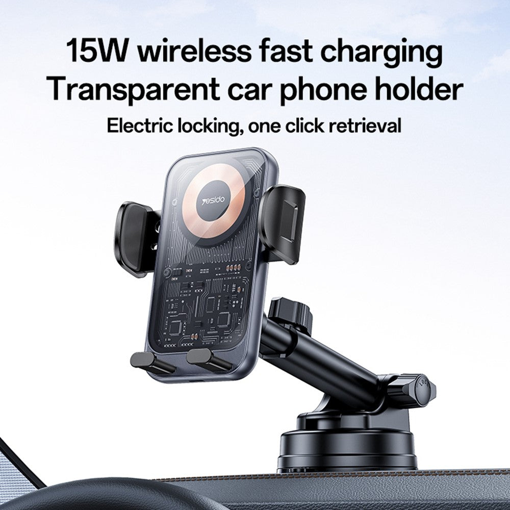 YESIDO C307 KFZ Handyhalterung 15W Wireless Charger Saugnapf Smart Clamp