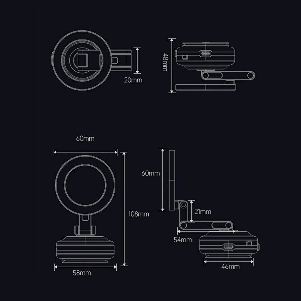 X63 Magnetische Handy-Navigationshalterung: Vakuum-Saugnapf, klappbarer Arm, Aluminiumlegierung