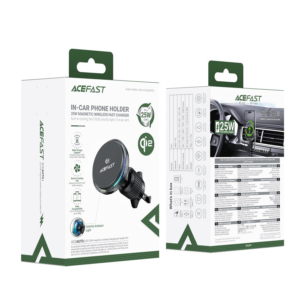ACEFAST D61 QI2 25W Magnetische KFZ-Freisprechanlage mit Kühlung