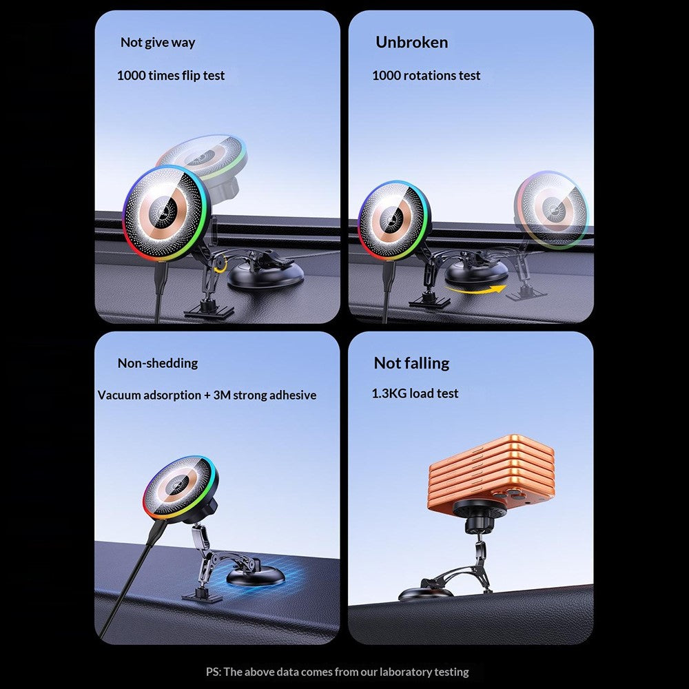 QH-AKD248 Magnetische Ladehalterung fürs Auto, 15W Schnellladung, Vakuumsauger für Armaturenbrett/Windschutzscheibe