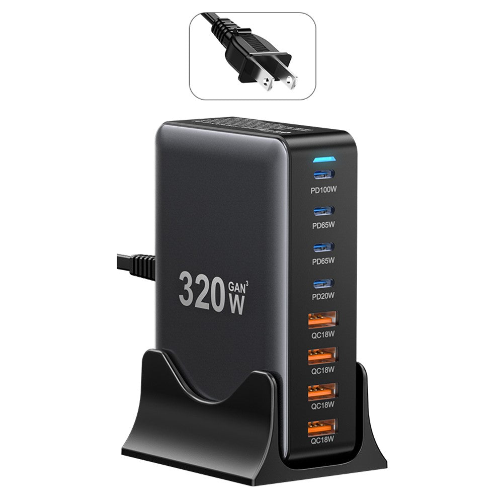 ESSAGER 320W GaN 4 USB + 4 Typ-C Desktop-Ladegerät