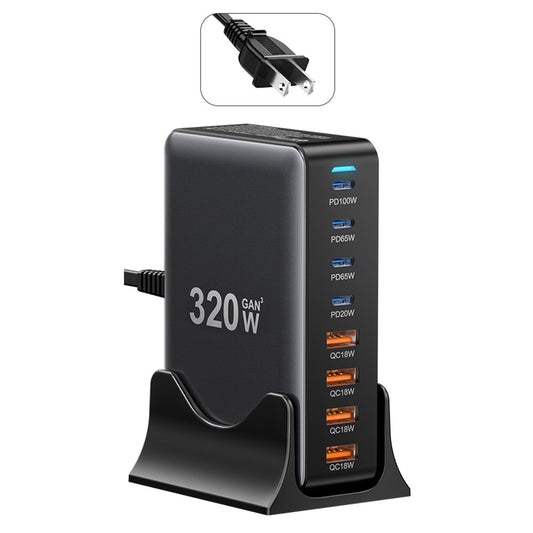 ESSAGER 320W GaN 4 USB + 4 Typ-C Desktop-Ladegerät