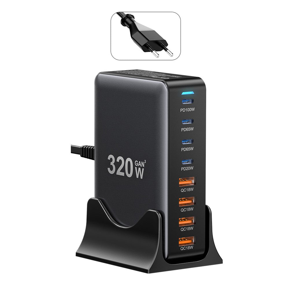ESSAGER 320W GaN 4 USB + 4 Typ-C Desktop-Ladegerät