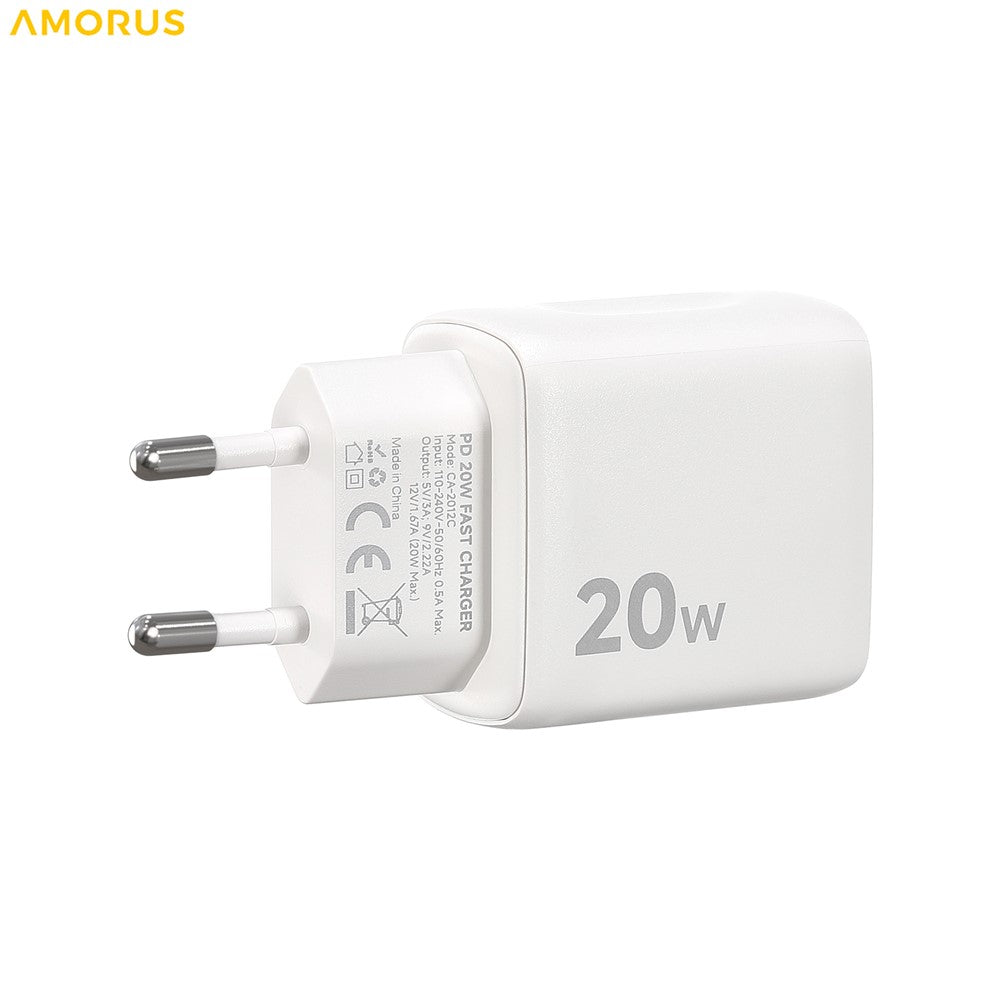 AMORUS PD 20W USB-C Schnelllade-Netzteil EU-Stecker für Smartphone, Tablet & Laptop