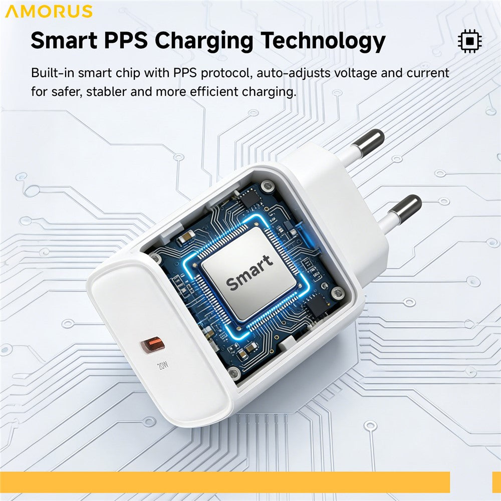 AMORUS PD 20W USB-C Schnelllade-Netzteil EU-Stecker für Smartphone, Tablet & Laptop