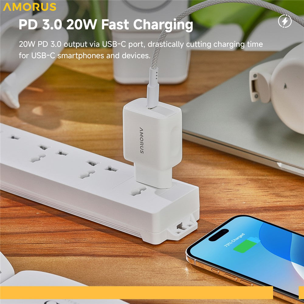 AMORUS PD 20W USB-C Schnelllade-Netzteil EU-Stecker für Smartphone, Tablet & Laptop