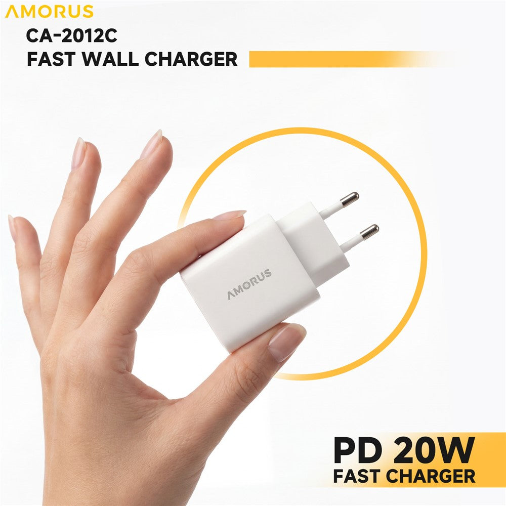 AMORUS PD 20W USB-C Schnelllade-Netzteil EU-Stecker für Smartphone, Tablet & Laptop