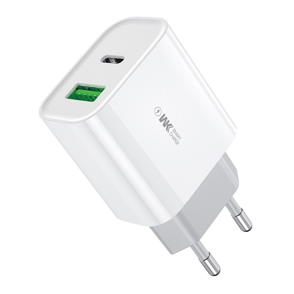 WEKOME WP-U53 20W PD Fast Charging Wall Charger USB-A + Type-C Dual Ports Travel Power Adapter