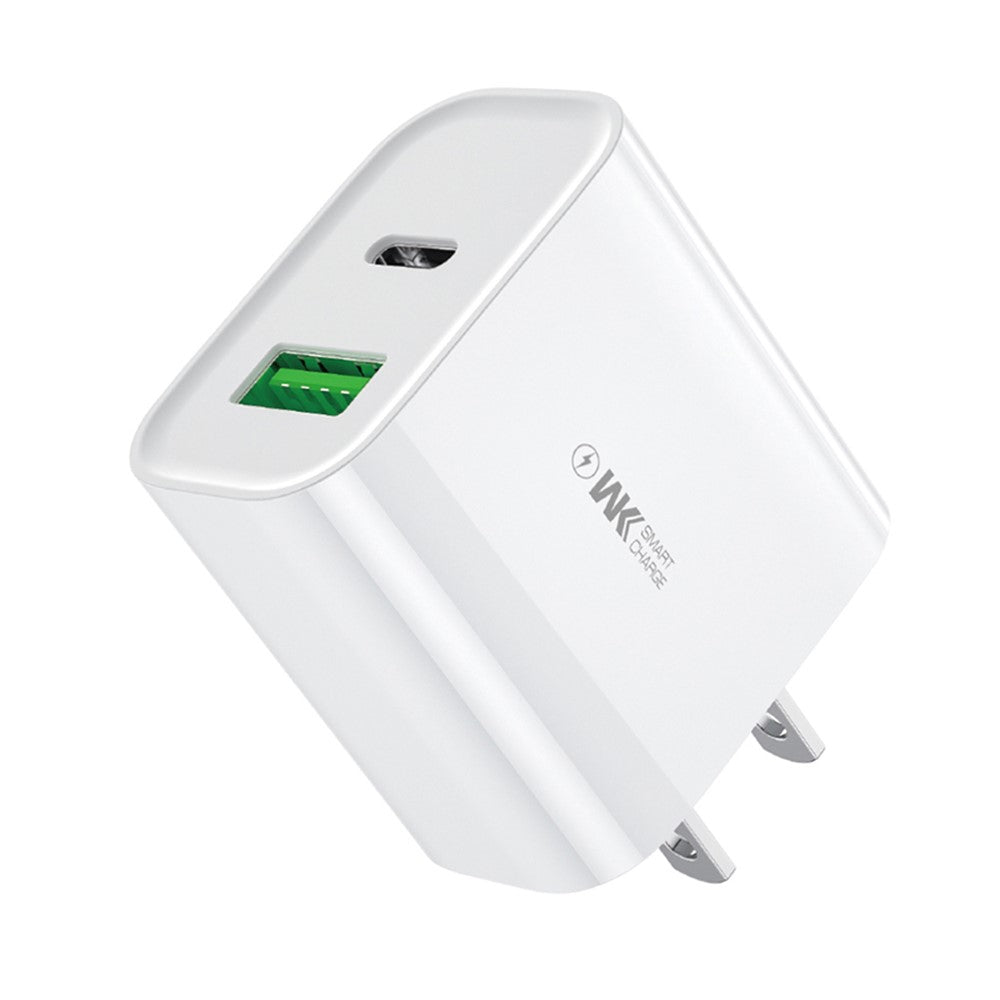 WEKOME WP-U53 20W PD Fast Charging Wall Charger USB-A + Type-C Dual Ports Travel Power Adapter