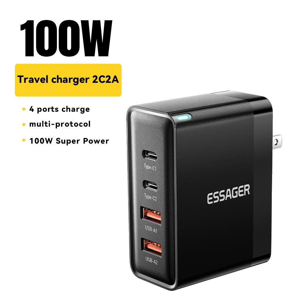 ESSAGER ES-CD37 100W Schnellladegerät mit 4 Ports (2x USB-C, 2x USB-A)