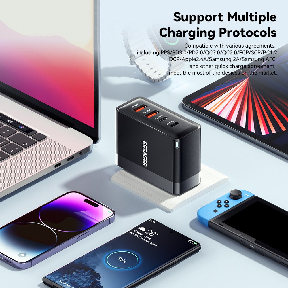 ESSAGER ES-CD37 100W Schnellladegerät mit 4 Ports (2x USB-C, 2x USB-A)