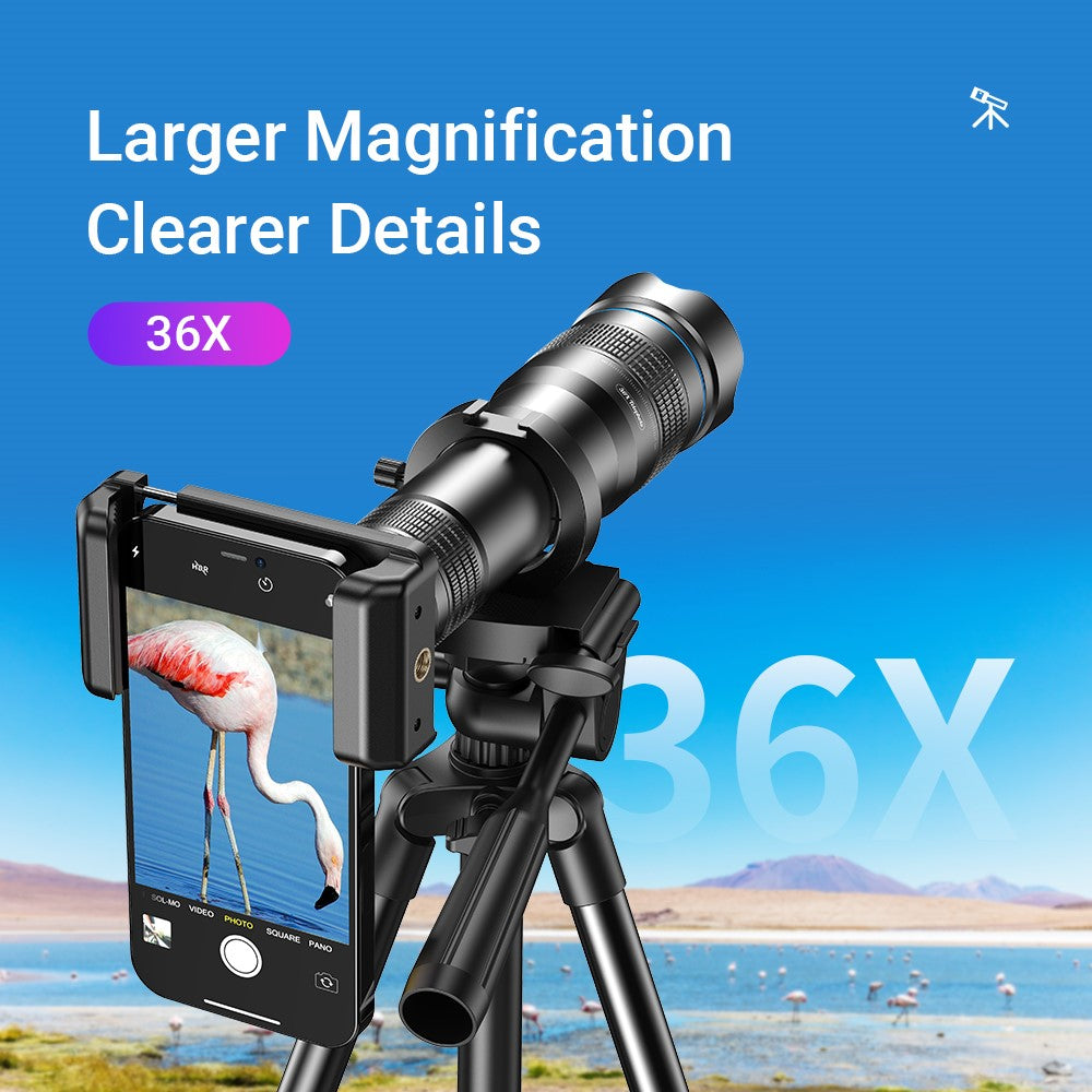 APEXEL APL-36XCR50 Aluminum Alloy 36X Telephoto Lens Phone Camera for Bird Watching Hiking