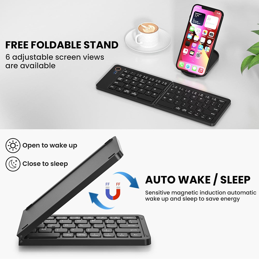 B203 Portable Bi-Fold Bluetooth-compatible Keyboard Universal Laptop Tablet Phone Wireless Keyboard