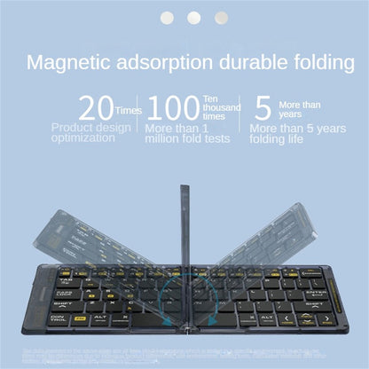 F69 Portable Bluetooth-Compatible Keyboard Transparent Design Two-Fold Keypad for Android / Windows / Ios