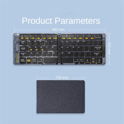 F69 Portable Bluetooth-Compatible Keyboard Transparent Design Two-Fold Keypad for Android / Windows / Ios