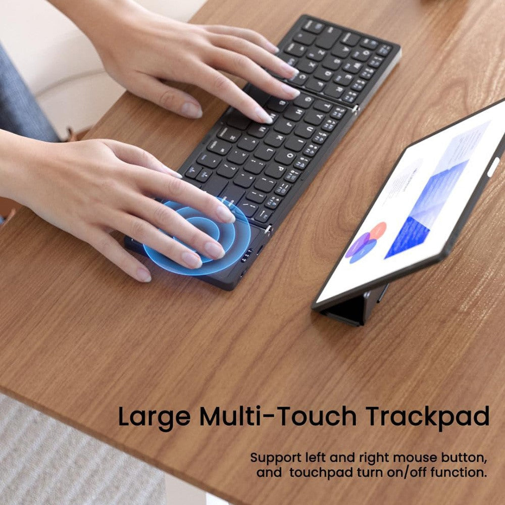 B089T Kompakte faltbare Bluetooth-Tastatur mit Touchpad & Handyhalterung