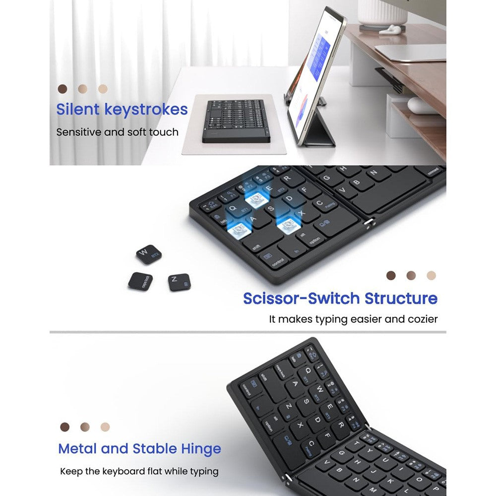 B089T Kompakte faltbare Bluetooth-Tastatur mit Touchpad & Handyhalterung