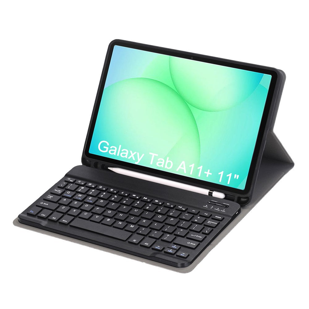 A240B For Samsung Galaxy Tab A11+ Detachable Leather Case Bluetooth-Compatible Keyboard with Pen Slot