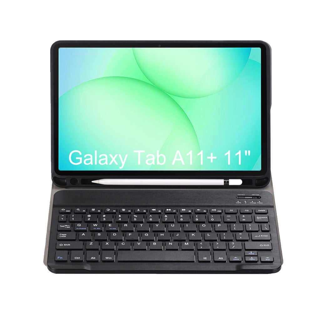 A240B For Samsung Galaxy Tab A11+ Detachable Leather Case Bluetooth-Compatible Keyboard with Pen Slot