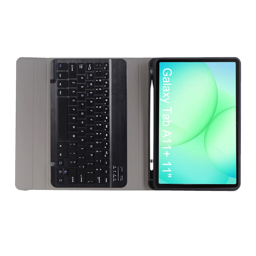A240B For Samsung Galaxy Tab A11+ Detachable Leather Case Bluetooth-Compatible Keyboard with Pen Slot