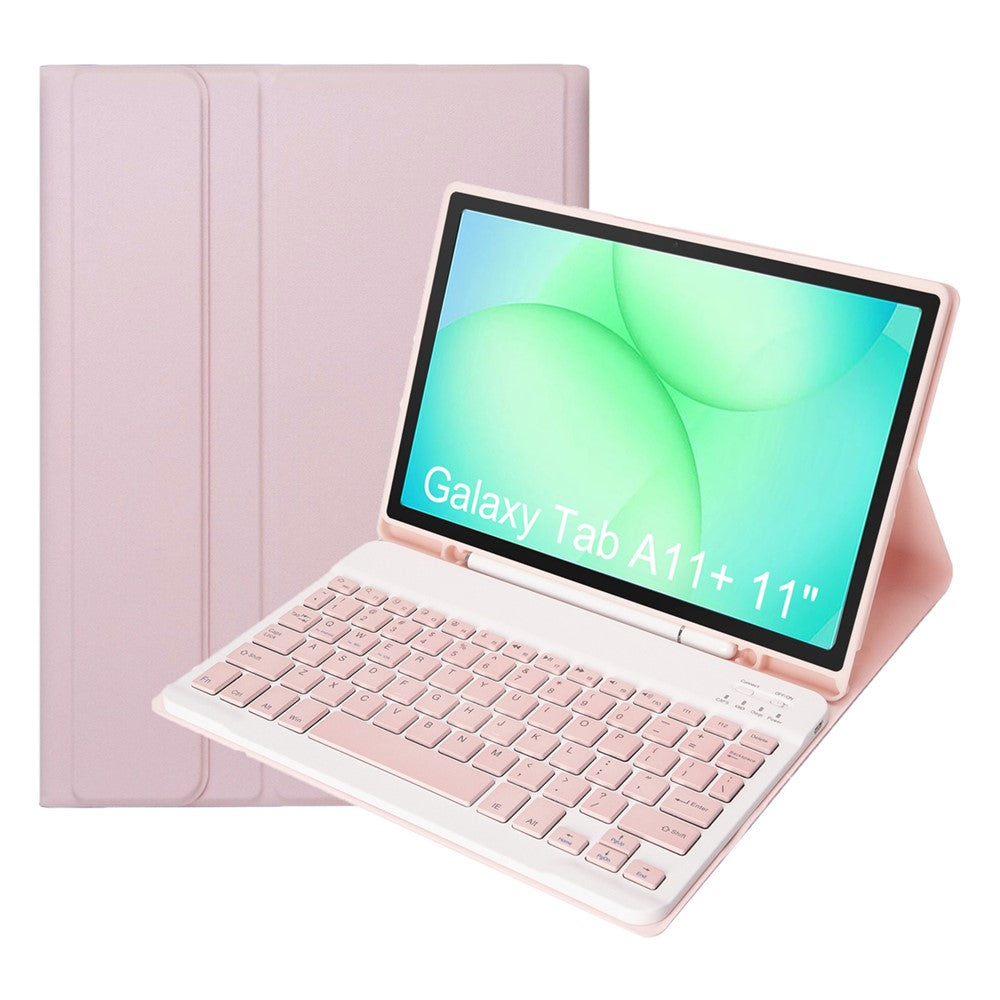A240B For Samsung Galaxy Tab A11+ Detachable Leather Case Bluetooth-Compatible Keyboard with Pen Slot