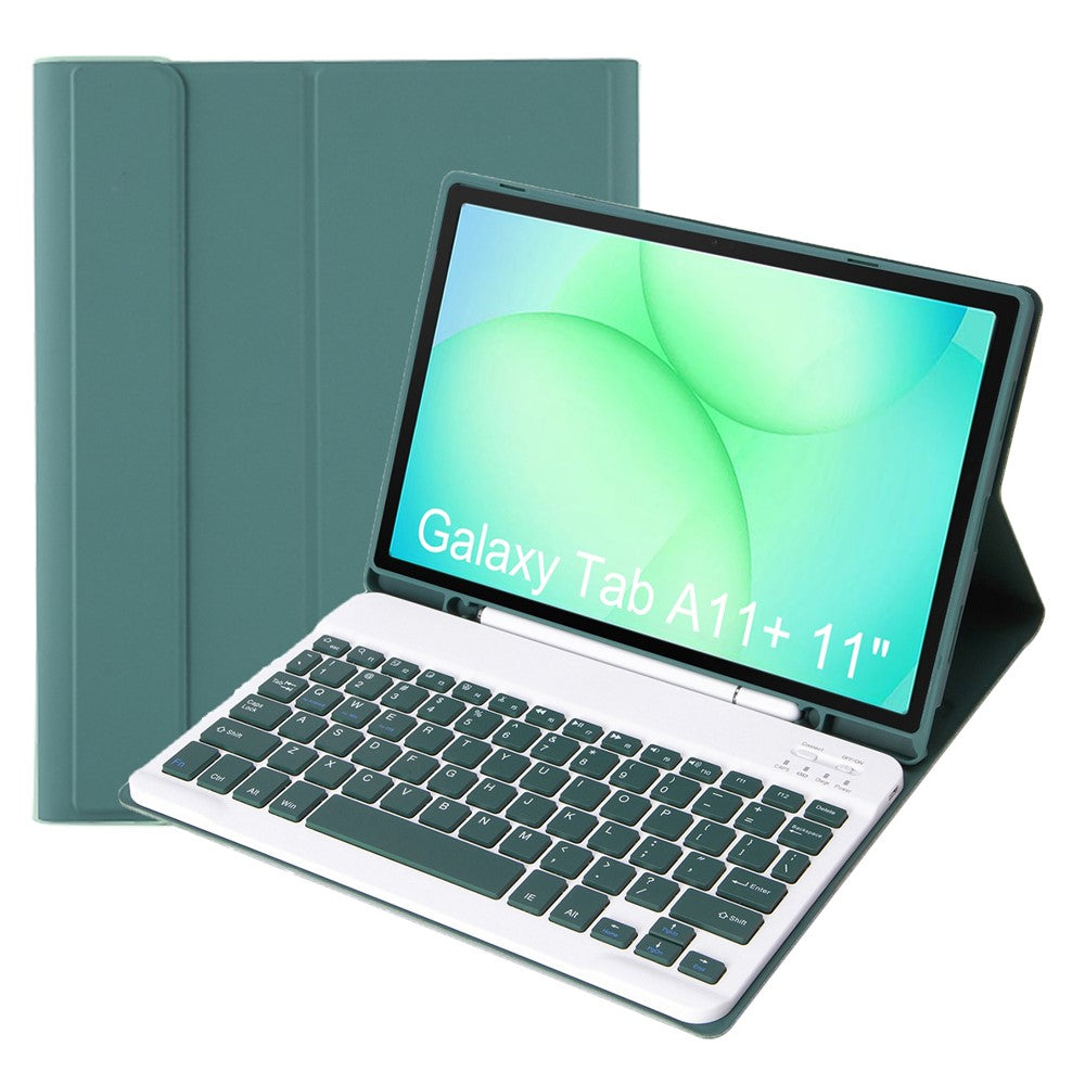 A240B For Samsung Galaxy Tab A11+ Detachable Leather Case Bluetooth-Compatible Keyboard with Pen Slot