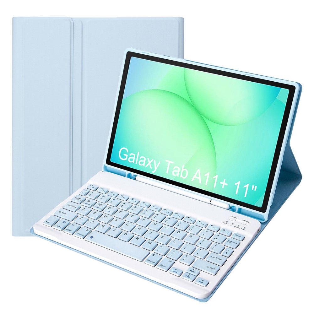 A240B For Samsung Galaxy Tab A11+ Detachable Leather Case Bluetooth-Compatible Keyboard with Pen Slot