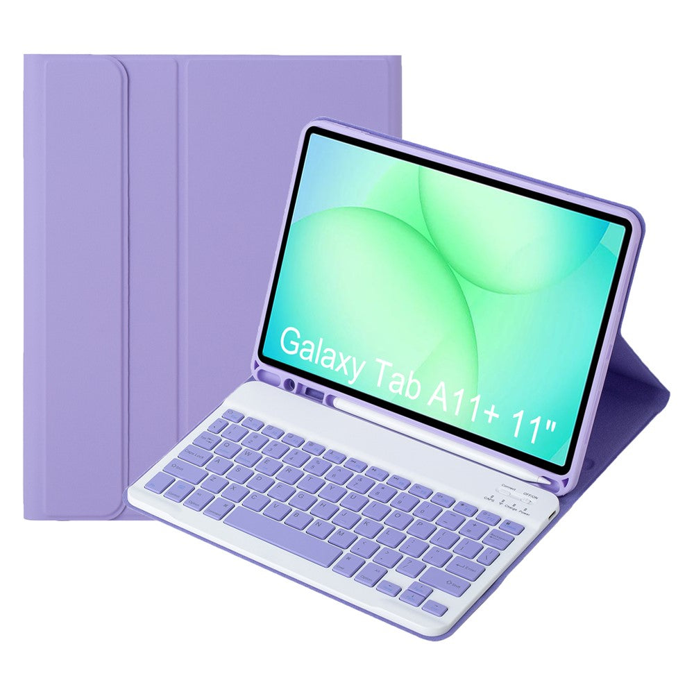 A240B For Samsung Galaxy Tab A11+ Detachable Leather Case Bluetooth-Compatible Keyboard with Pen Slot