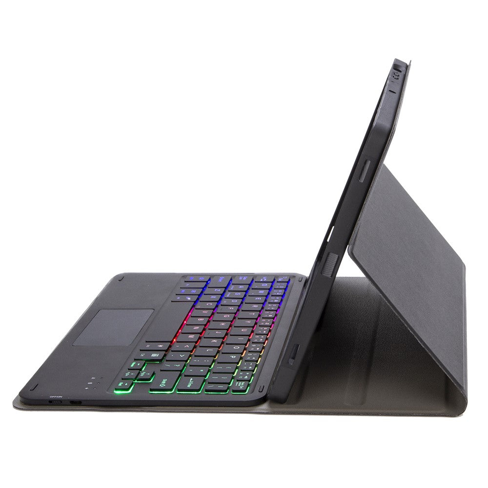A240B-AS For Samsung Galaxy Tab A11+ Detachable Leather Case Bluetooth-Compatible Touchpad Keyboard with Backlit and Pen Slot