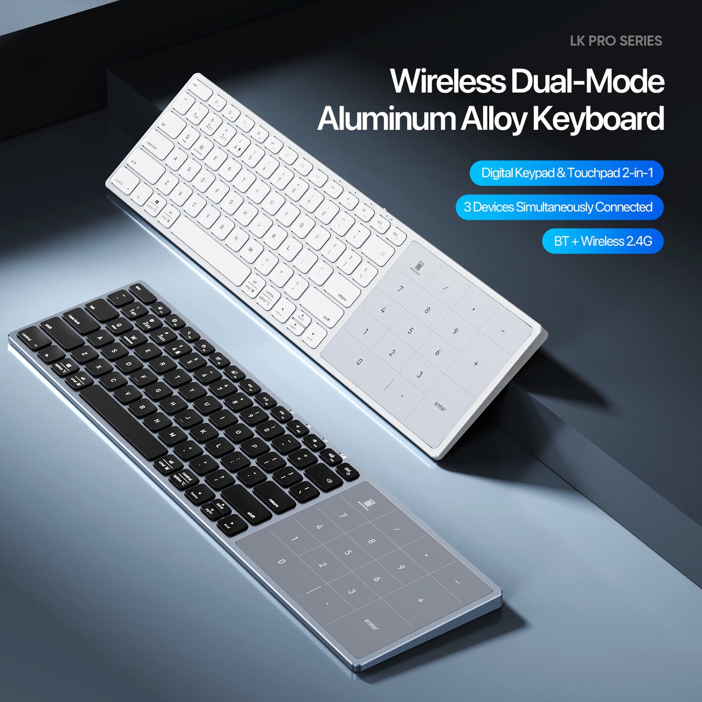 DUX DUCIS Aluminum Alloy Wireless Keyboard With TouchPad   LK Pro Series Aluminum Alloy Wireless Keyboard With TouchPad for Laptops/Tablets/Phones