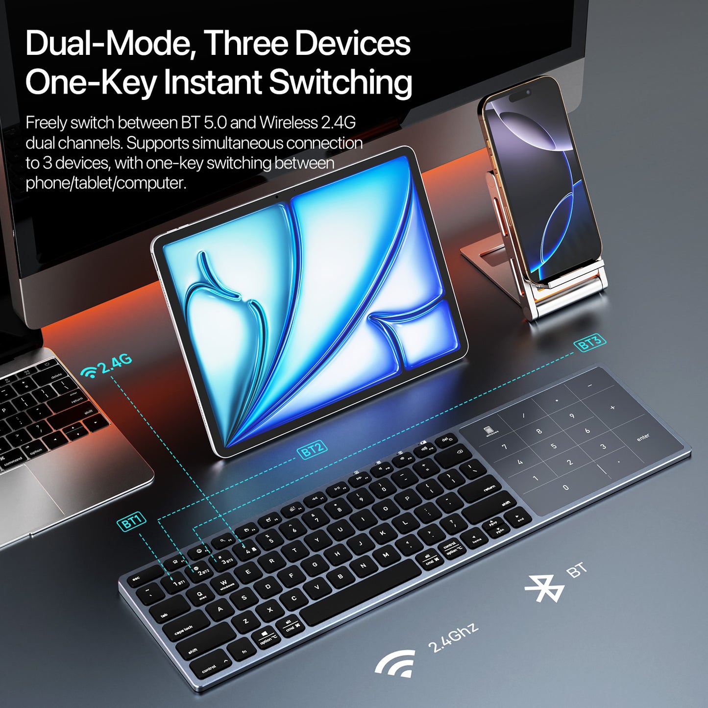DUX DUCIS Aluminum Alloy Wireless Keyboard With TouchPad   LK Pro Series Aluminum Alloy Wireless Keyboard With TouchPad for Laptops/Tablets/Phones